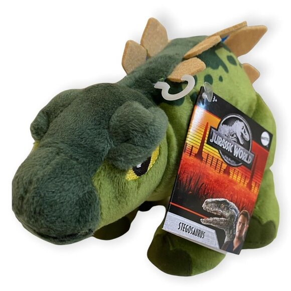 Jurassic World Green Stegosaurus Dinosaur Stuffed Plush Mattel NEW 8” Plushie - Picture 1 of 8
